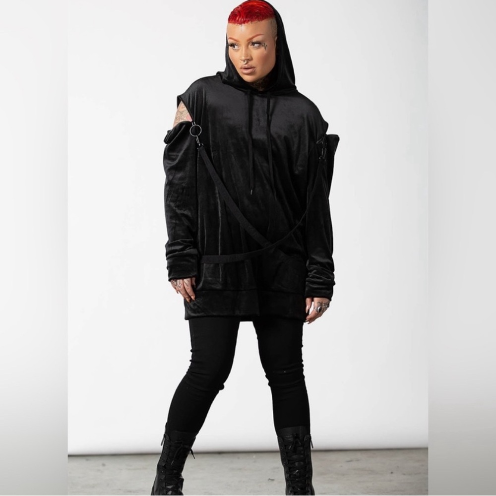Killstar velvet straps hoodie